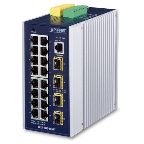 IGS-20040MT - Industrial L2+ 16-Port 10/100/1000T + 4-Port 100/1000X SFP IGS-20040MT - Industrial L2+ 16-Port 10/100/1000T + 4-Port 100/1000X SFP